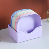 Unbreakable 10-Piece Luxury Split Bone Dish Set with Space-Saving Organizer Holder – Multi-Color Portable Serving Plates