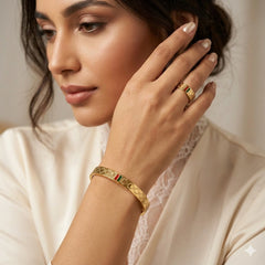 Timeless Radiance: Gucci Gold Plated Stainless Steel Bangles & Matching Ring Set