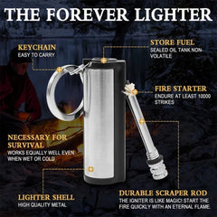 Multi-Use Silver Metal Fire Starter for Kitchens & Outdoor Use | Lighter