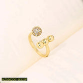 Golden "Luminous Sphere" Zircon Open Ring – Modern Glamour