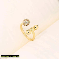 Golden "Luminous Sphere" Zircon Open Ring – Modern Glamour