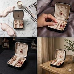 Elegant 6-Piece Ruby Red & Rose Gold Jewelry Suite: Crystal Watch & Matching Statement Pieces with Travel Case