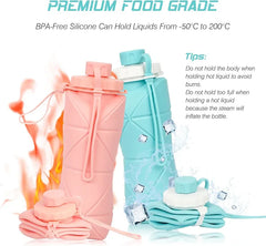Premium Silicone Foldable Water Bottle (600ml) – Space-Saving & Durable Travel Companion