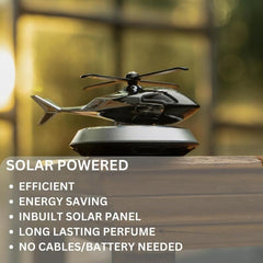 Premium Solar-Powered Helicopter Car Aroma Diffuser - Luxury Metal Dashboard Decor and Rotating Air Freshener