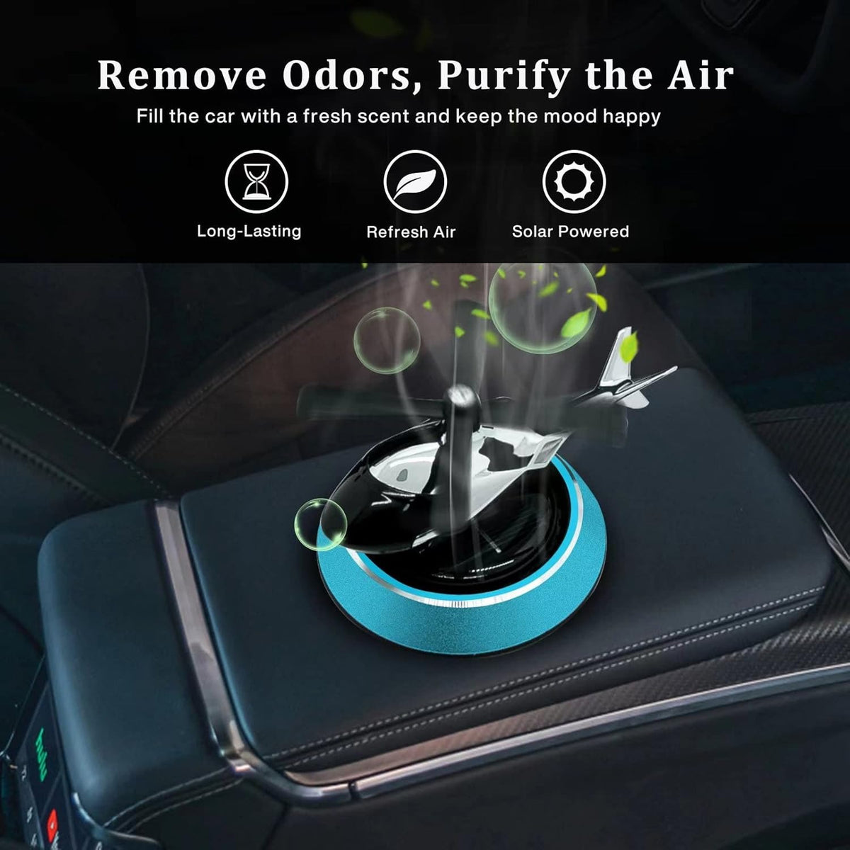Premium Solar-Powered Helicopter Car Aroma Diffuser - Luxury Metal Dashboard Decor and Rotating Air Freshener