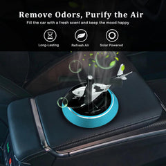 Premium Solar-Powered Helicopter Car Aroma Diffuser - Luxury Metal Dashboard Decor and Rotating Air Freshener