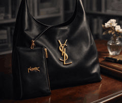 Luxury YSL Imported Tote Bag (Large Capacity) – High-Quality Black Leather Shoulder Bag with Pouch | Premium Designer Bag (without box) 🖤