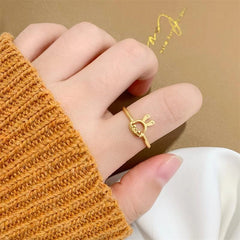 Golden "Graceful Bunny" Adjustable Ring – Trendy Minimalist Fashion Jewelry