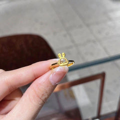 Golden "Graceful Bunny" Adjustable Ring – Trendy Minimalist Fashion Jewelry