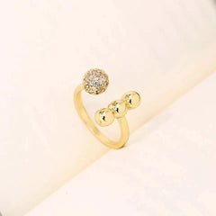 Golden "Luminous Sphere" Zircon Open Ring – Modern Glamour