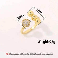 Golden "Luminous Sphere" Zircon Open Ring – Modern Glamour