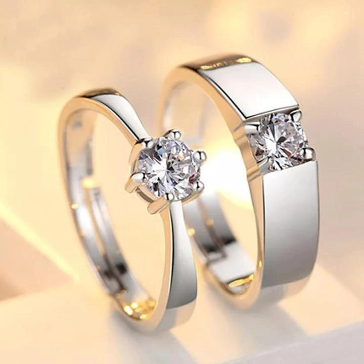 "Eternal Bond" Silver-Plated Couple’s Ring Set – Premium Stainless Steel Charm Jewelry