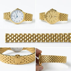 Classic Gold-Plated Men's Quartz Watch - Luxury Inspired Vacheron & Longines Style Dress Watches with Date Display & Link Bracelet ( golden with golden dial )