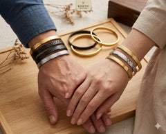 The Architect’s Cuff: Premium Unisex Geometric Bangle Bracelet – 18K Gold, Silver & Matte Black Stainless Steel
