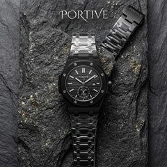 Portive Men’s Stealth Black Edition – Modern Chronograph-Style Statement Watch (No Box)