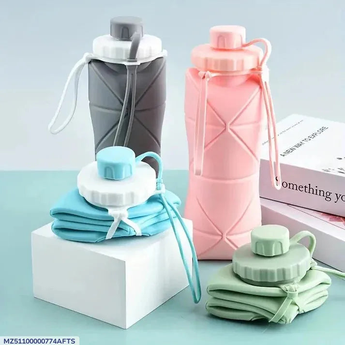 Premium Silicone Foldable Water Bottle (600ml) – Space-Saving & Durable Travel Companion