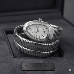 Triple-Wrap Snake Watch: Diamond-Set Bezel Luxury Fashion Accessory | Premium Snake-Style Coil Watch (with Box)