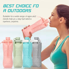 Premium Silicone Foldable Water Bottle (600ml) – Space-Saving & Durable Travel Companion