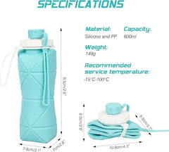 Premium Silicone Foldable Water Bottle (600ml) – Space-Saving & Durable Travel Companion